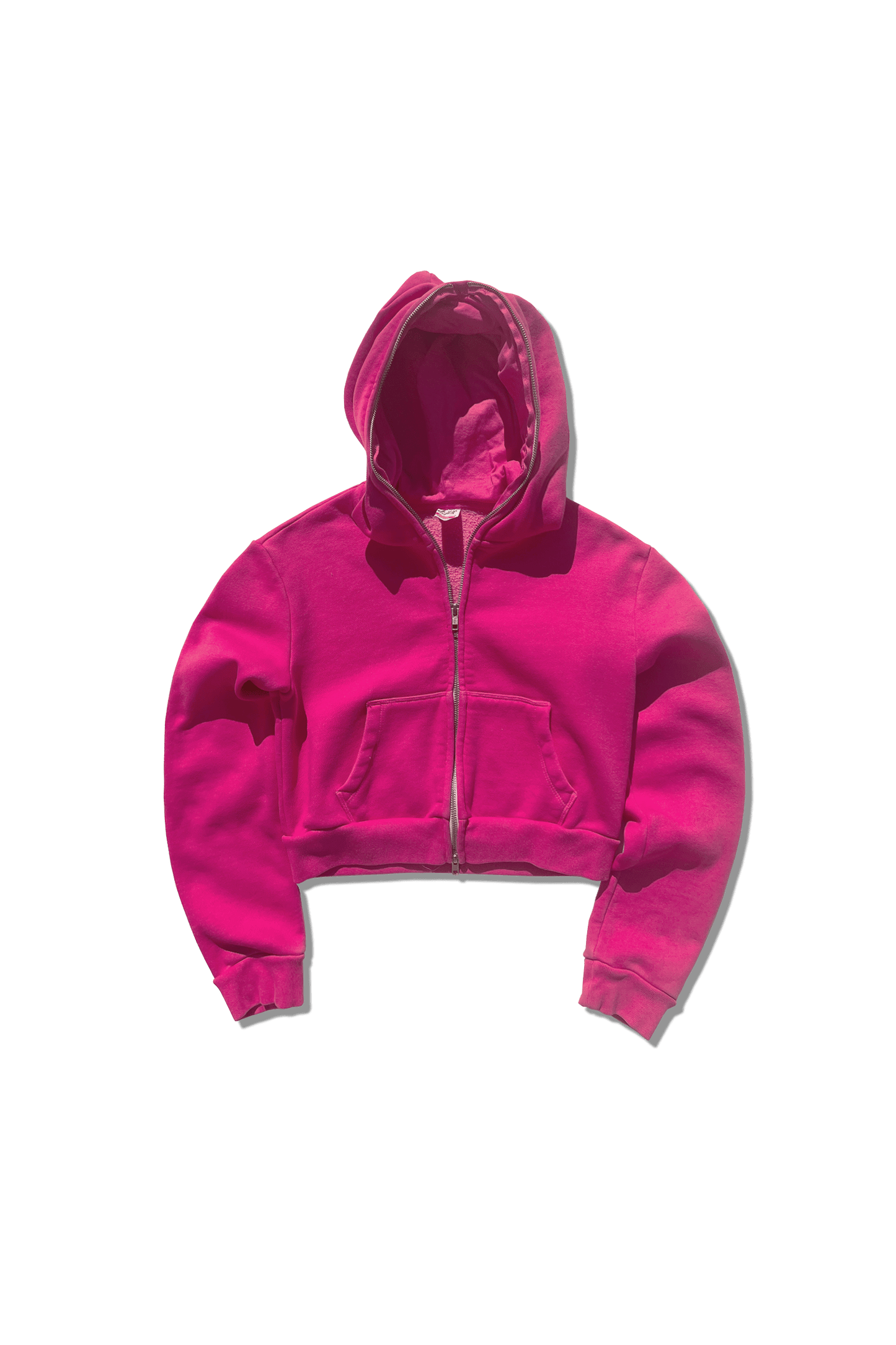 Cropped Full Zip Body Bag Hoodie - Solid Colors