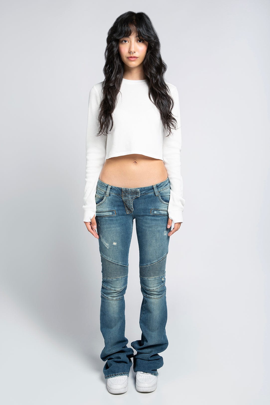 Ready To Dye Cropped Thermal Longsleeve Tee
