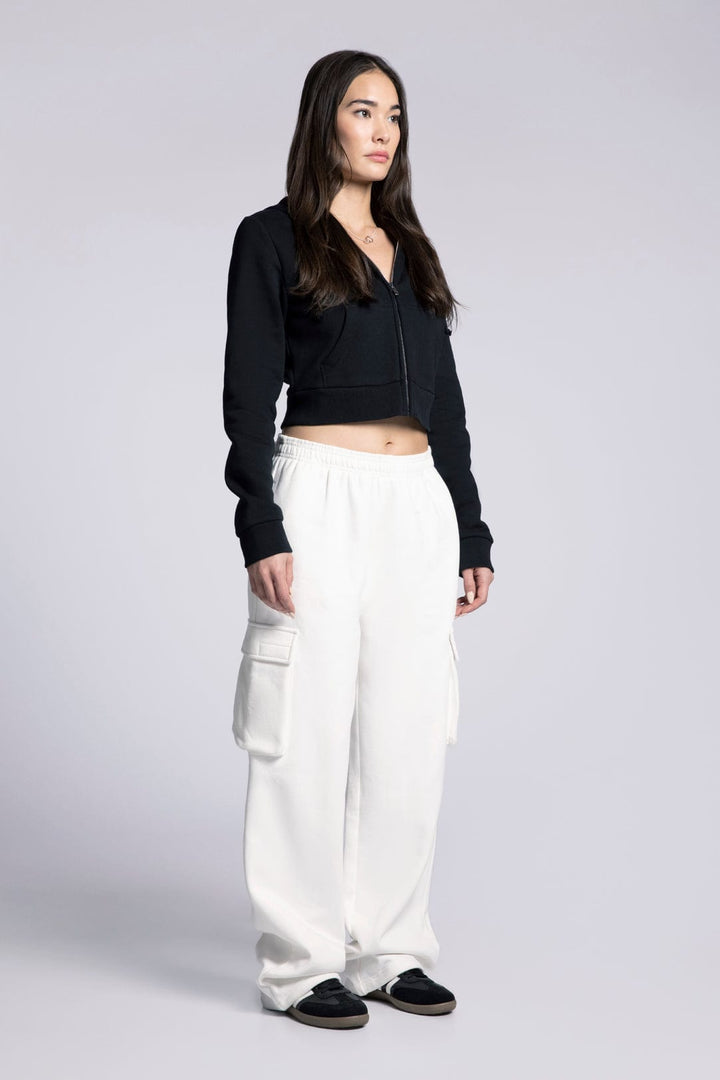 Cropped Zip Up Drawstring Hoodie