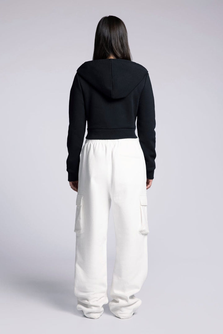 Cropped Zip Up Drawstring Hoodie