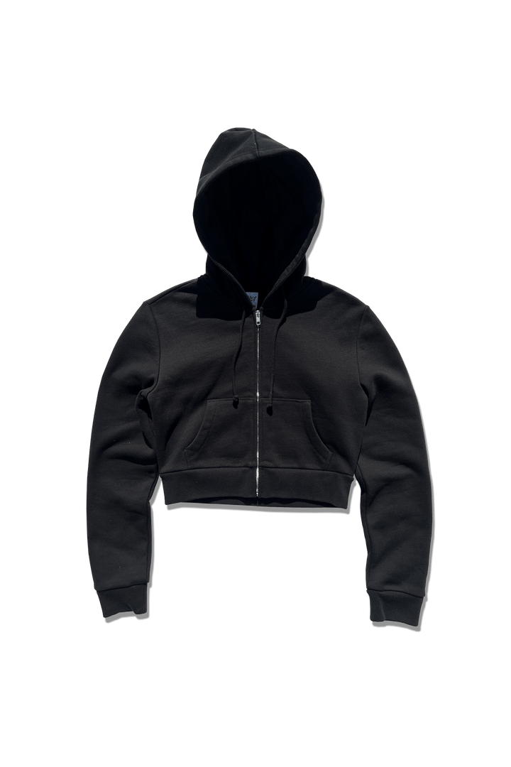 Cropped Zip Up Drawstring Hoodie