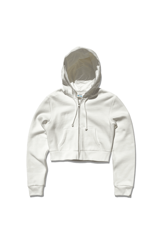 Ready To Dye Cropped Zip Up Drawstring Hoodie