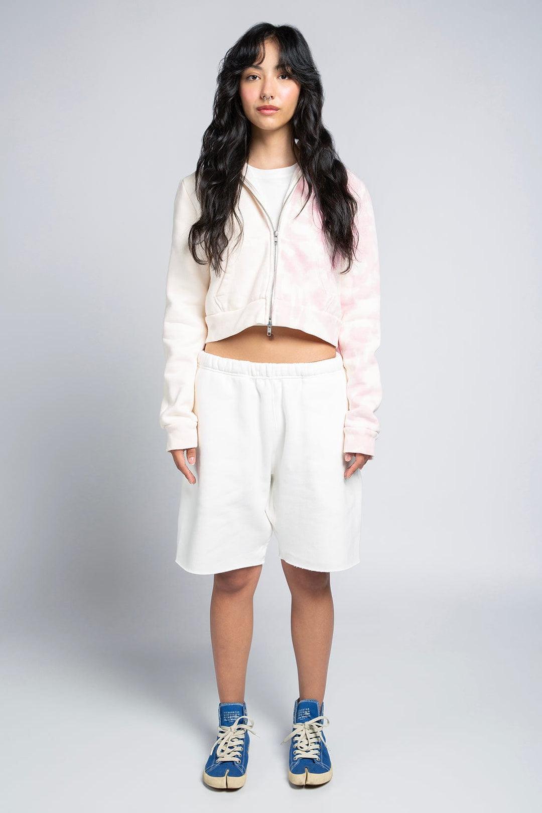 Cropped Full Zip Body Bag Hoodie - Tie Dye Drop