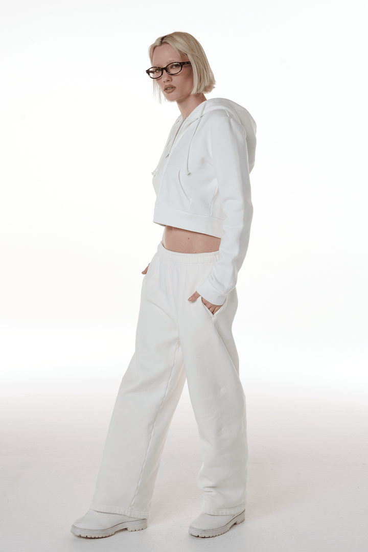 Cropped Zip Up Drawstring Hoodie