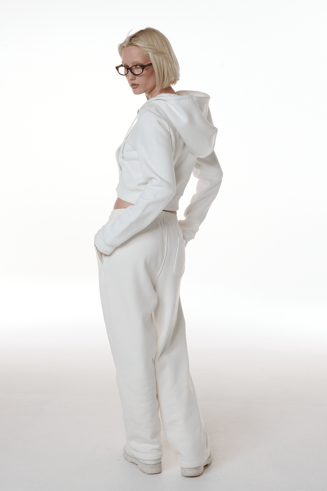 Ready To Dye Cropped Zip Up Drawstring Hoodie