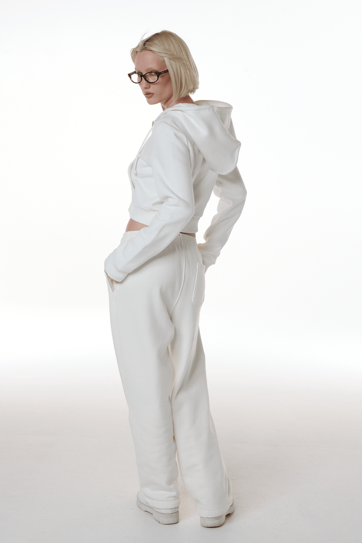 Cropped Zip Up Drawstring Hoodie